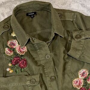 Y2K Vintage Torrid Embroidered 100% Cotton Utility Jacket | Olive Green | Size 1